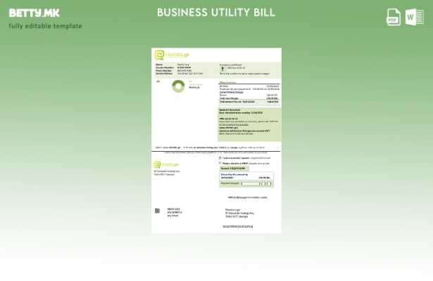 Модерен стил на Georgia Electrics.ge шаблон за деловна сметка за електрична енер